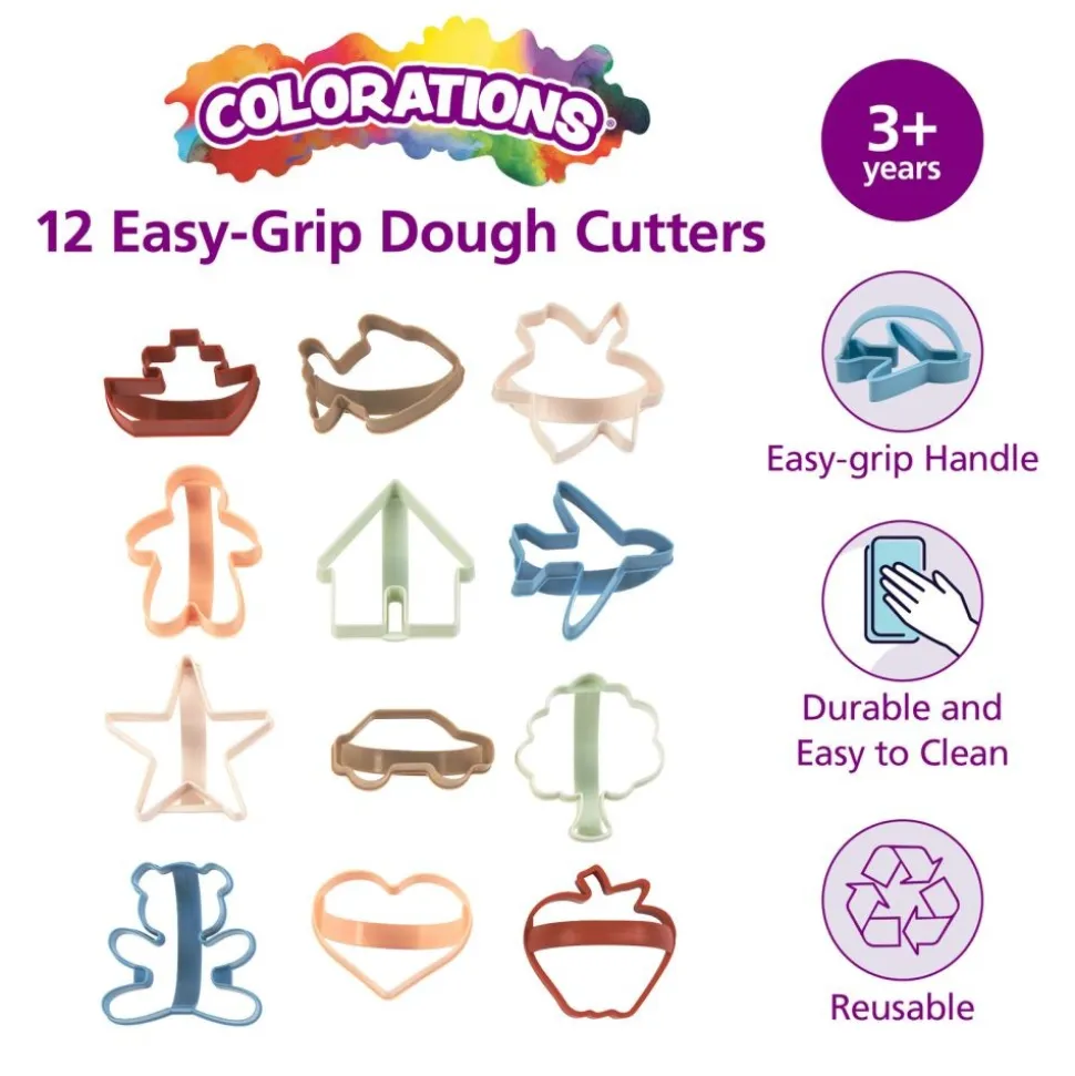Colorations® Easy Grip Dough Cutters - Set of 12