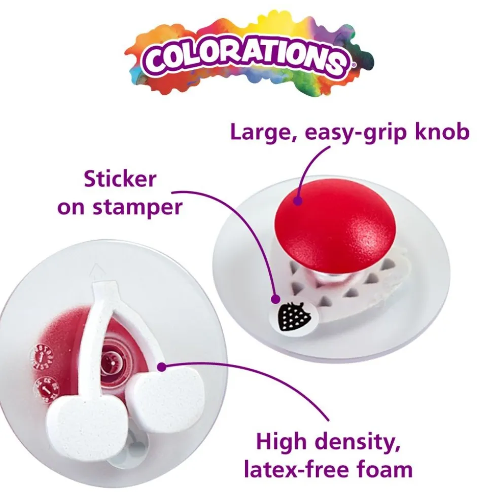 Colorations® Easy-Grip Stampers, Fruit & Vegetable - Set of 14
