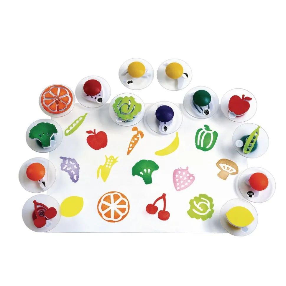 Colorations® Easy-Grip Stampers, Fruit & Vegetable - Set of 14