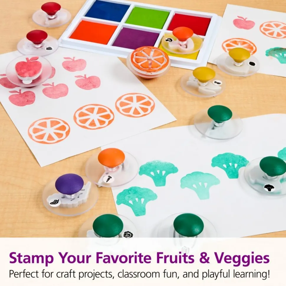Colorations® Easy-Grip Stampers, Fruit & Vegetable - Set of 14