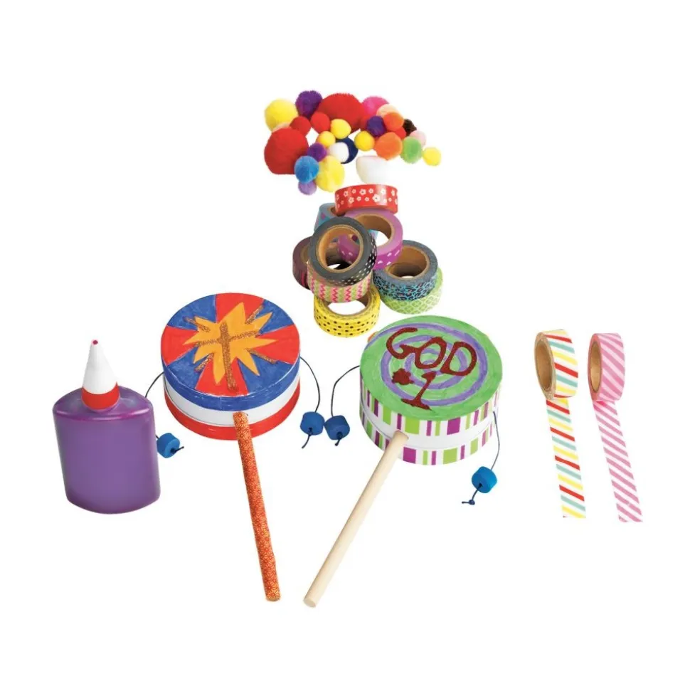 Colorations® Faith Based Sounds of Joy Spin Drums Craft Kit - Makes 12 Crafts