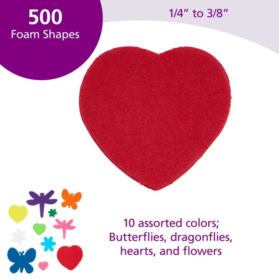Colorations® Flowers, Hearts & Bug Foam Shapes - 500 Pieces