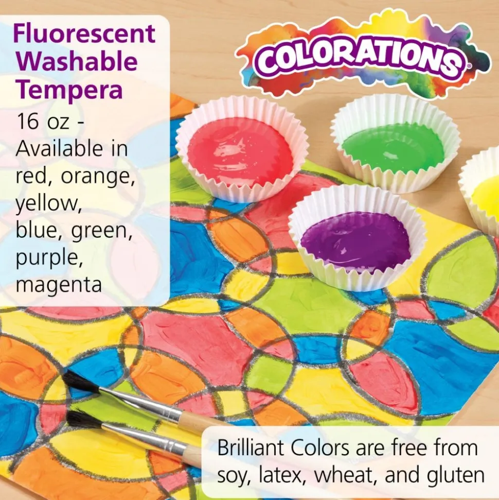 Colorations® Fluorescent Neon Simply Washable Tempera - Set of 7