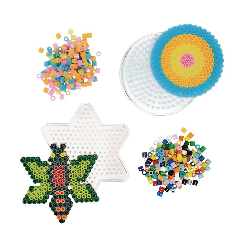 Colorations® Fuse Beads Fluorescent & Regular Beads - 12 Pegboards in a Bucket - 44,000 Beads
