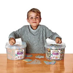 Colorations® Fuse Beads Fluorescent & Regular Beads - 12 Pegboards in a Bucket - 44,000 Beads