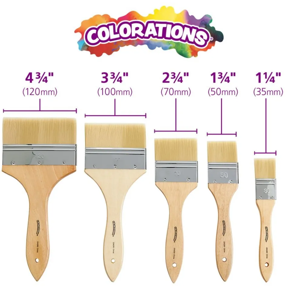 Colorations® Large Area Paint Brushes - Set of 5 Sizes