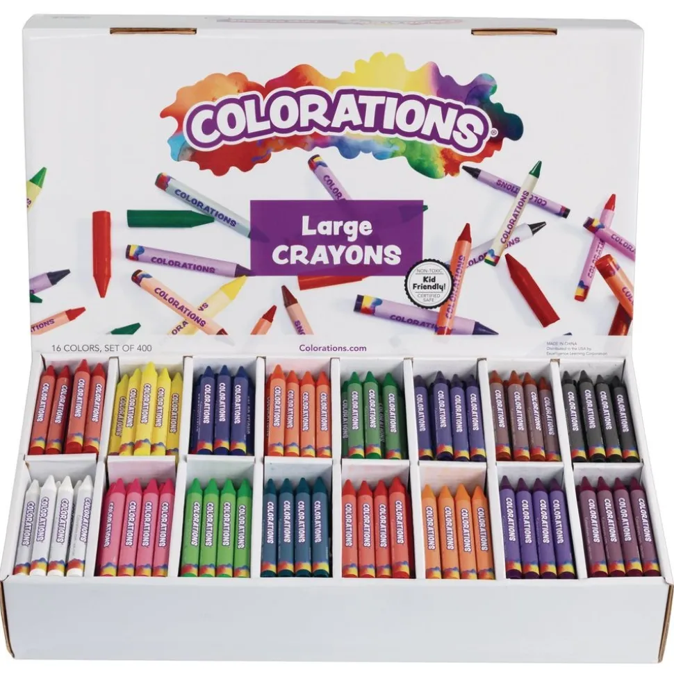 Colorations® Large Crayons, 16 Colors, Value Pack - Set of 400