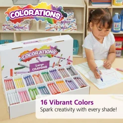 Colorations® Large Crayons, 16 Colors, Value Pack - Set of 400
