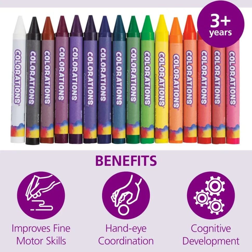 Colorations® Large Crayons, 16 Colors, Value Pack - Set of 400