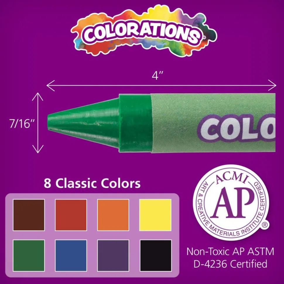 Colorations® Large Crayons - 8 Colors, Set of 400