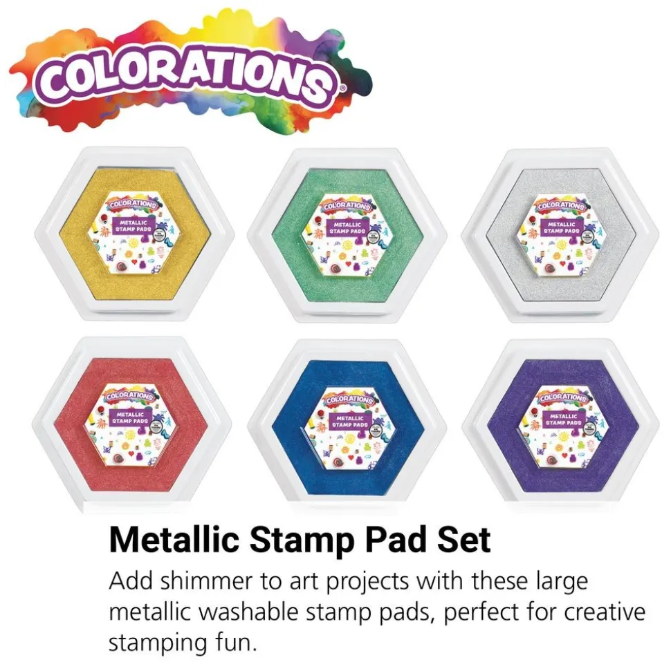 Colorations® Large Metallic Washable Stamp Pads - Set of 6