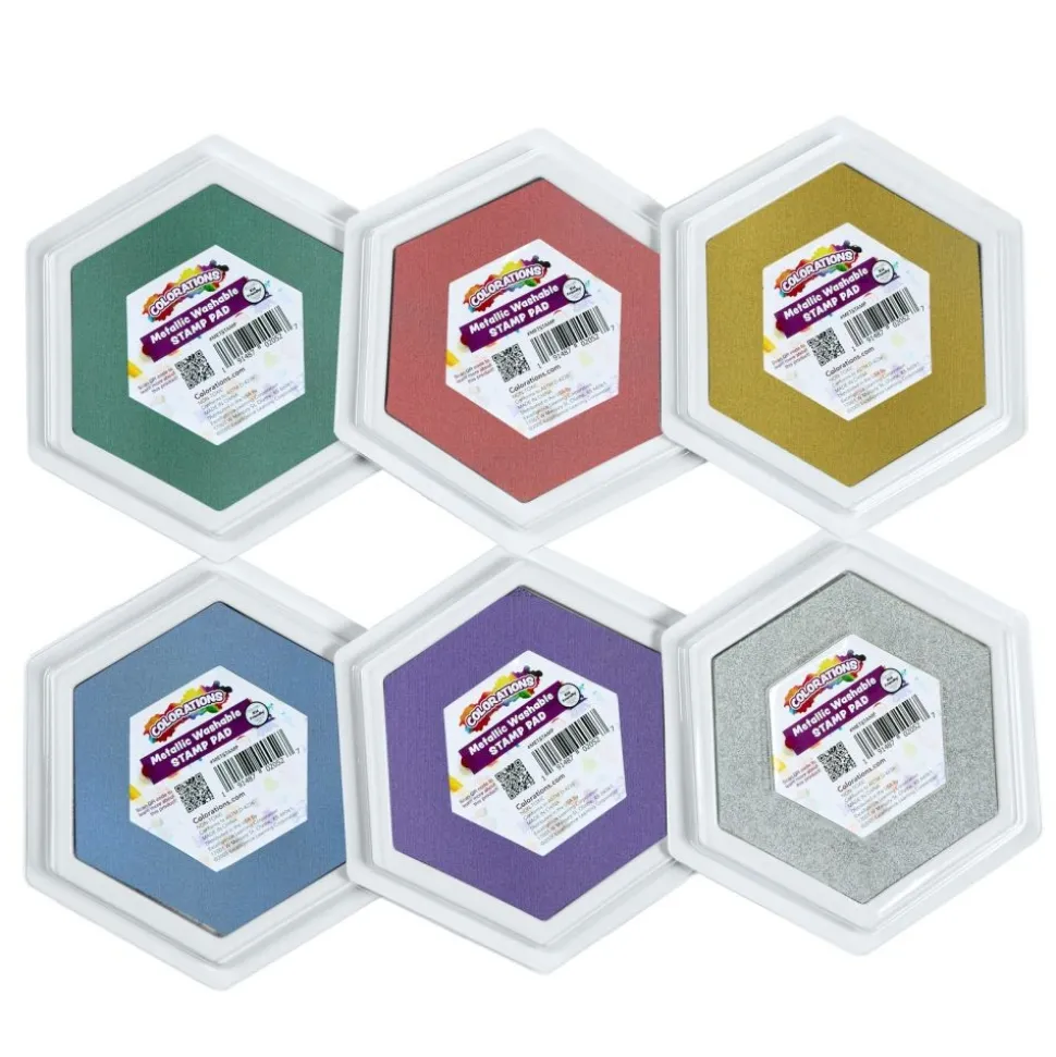 Colorations® Large Metallic Washable Stamp Pads - Set of 6
