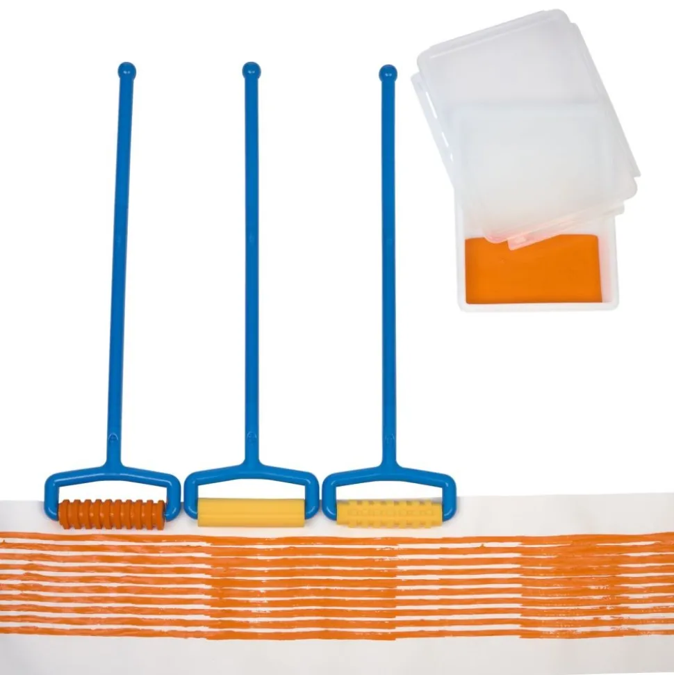 Colorations® Long Handle Pattern Rollers & Reusable Paint Tray Kit