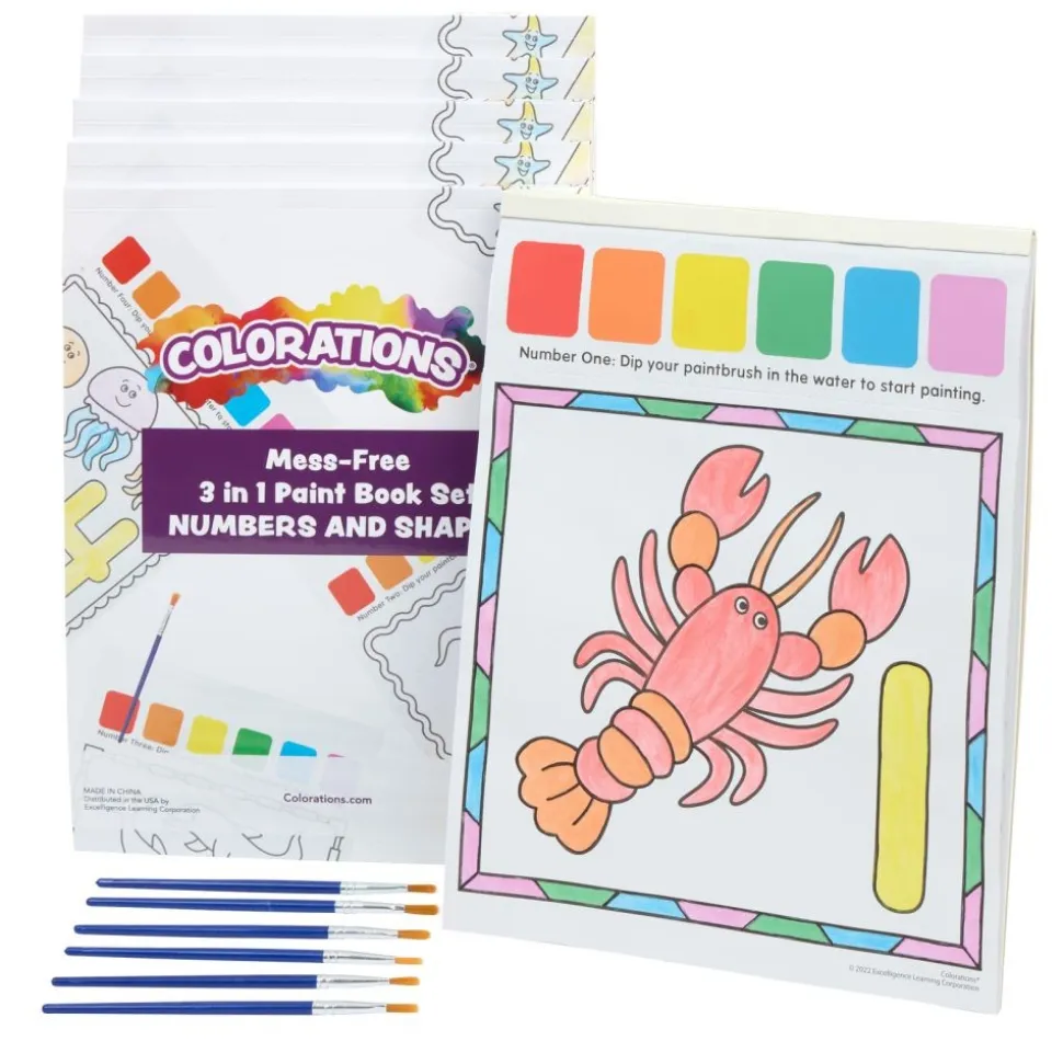Colorations® Mess-Free 3 in 1 Paint Set - Numbers and Shapes - Set of 6
