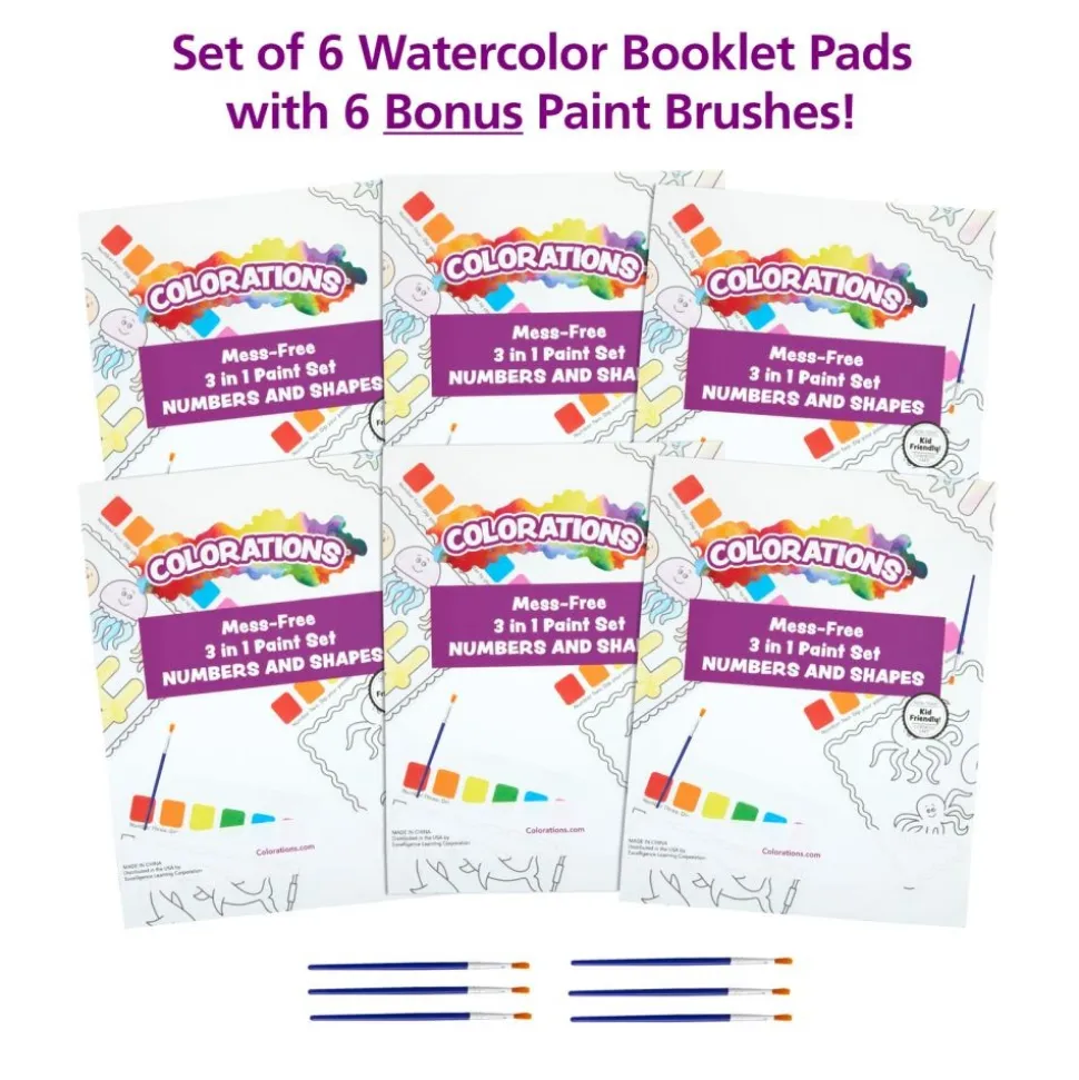 Colorations® Mess-Free 3 in 1 Paint Set - Numbers and Shapes - Set of 6