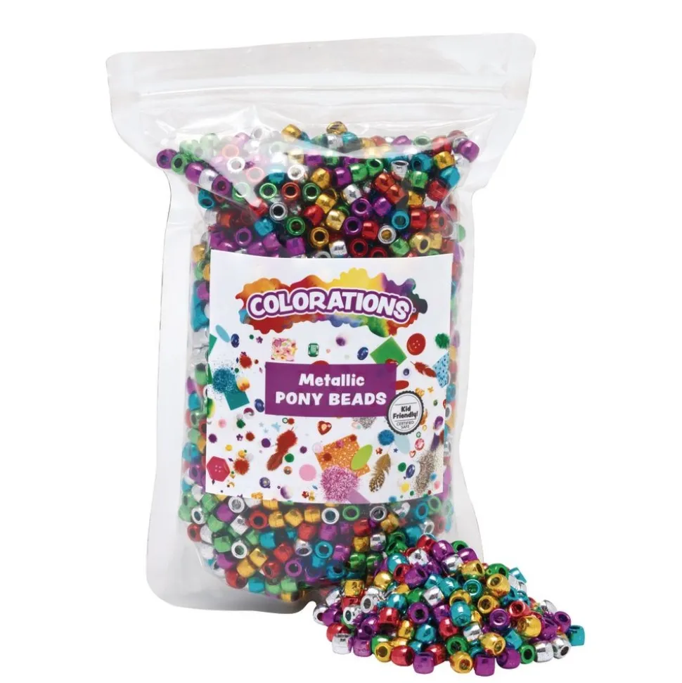 Colorations® Metallic Pony Beads - 1 lb.