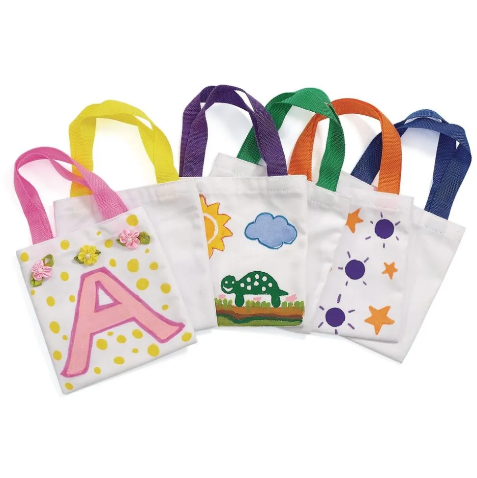 Colorations® Mini Canvas Tote Bags - Set of 24
