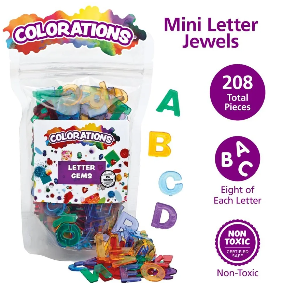 Colorations® Mini Letter Jewels - 8 of each letter, Total of 208 Pieces