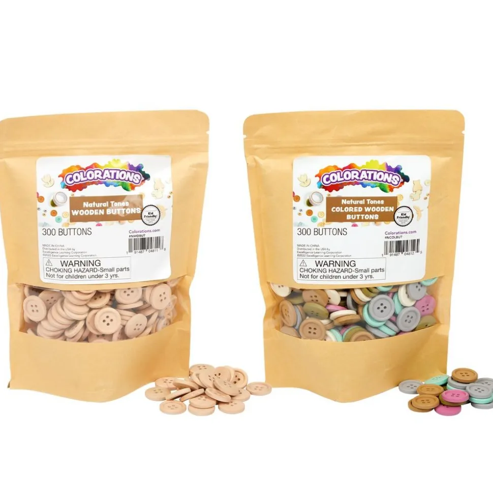 Colorations® Natural & Boho Wood Buttons - 1lb, 600 pc
