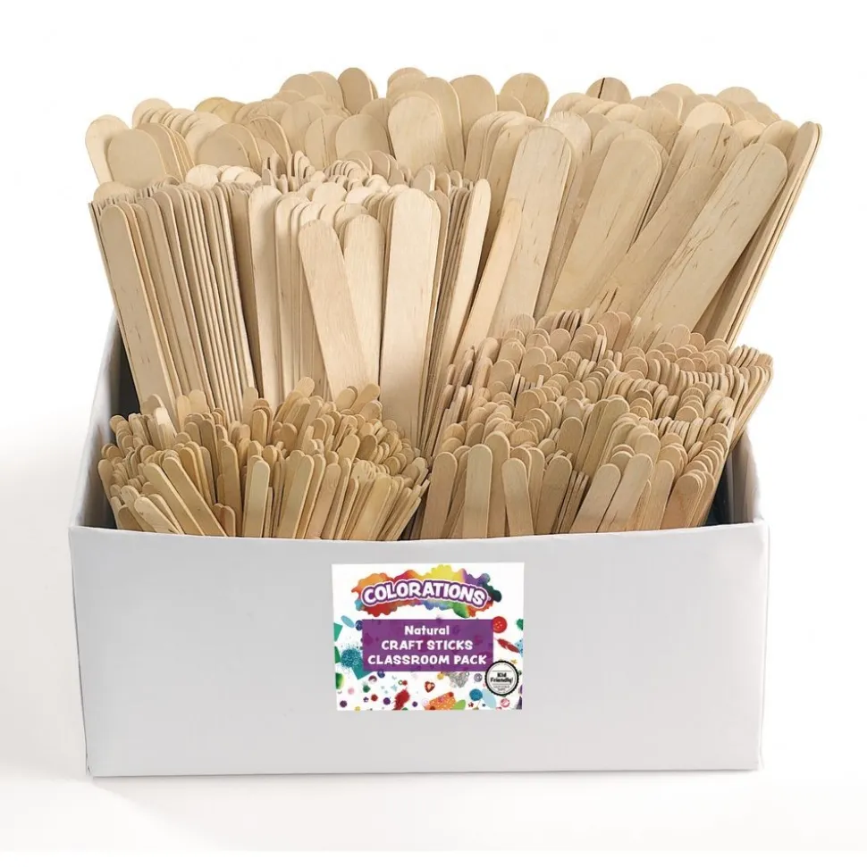 Colorations® Natural Craft Stick Classroom Pack - 1,200 Pieces