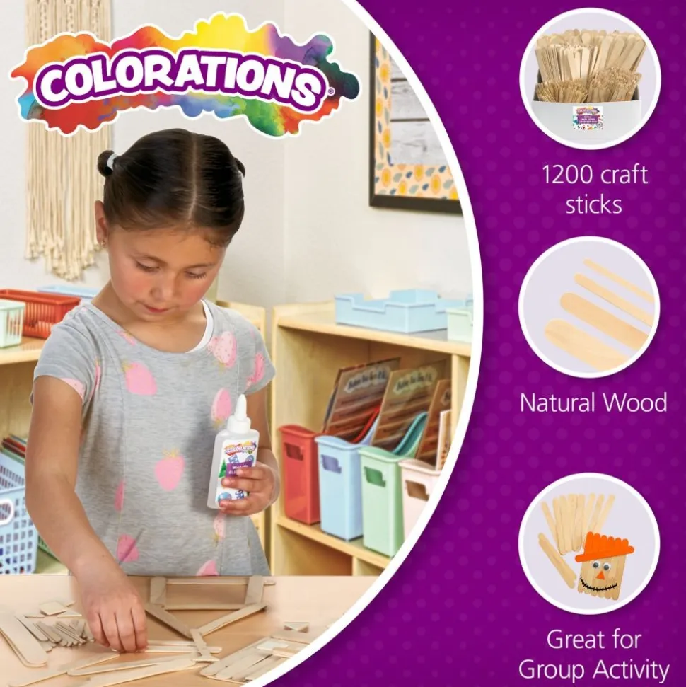 Colorations® Natural Craft Stick Classroom Pack - 1,200 Pieces