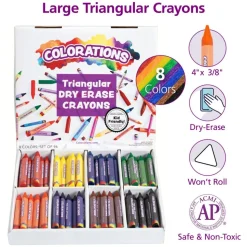 Colorations® Non-Roll Dry-Erase Crayon Classroom Value Pack - Set of 96