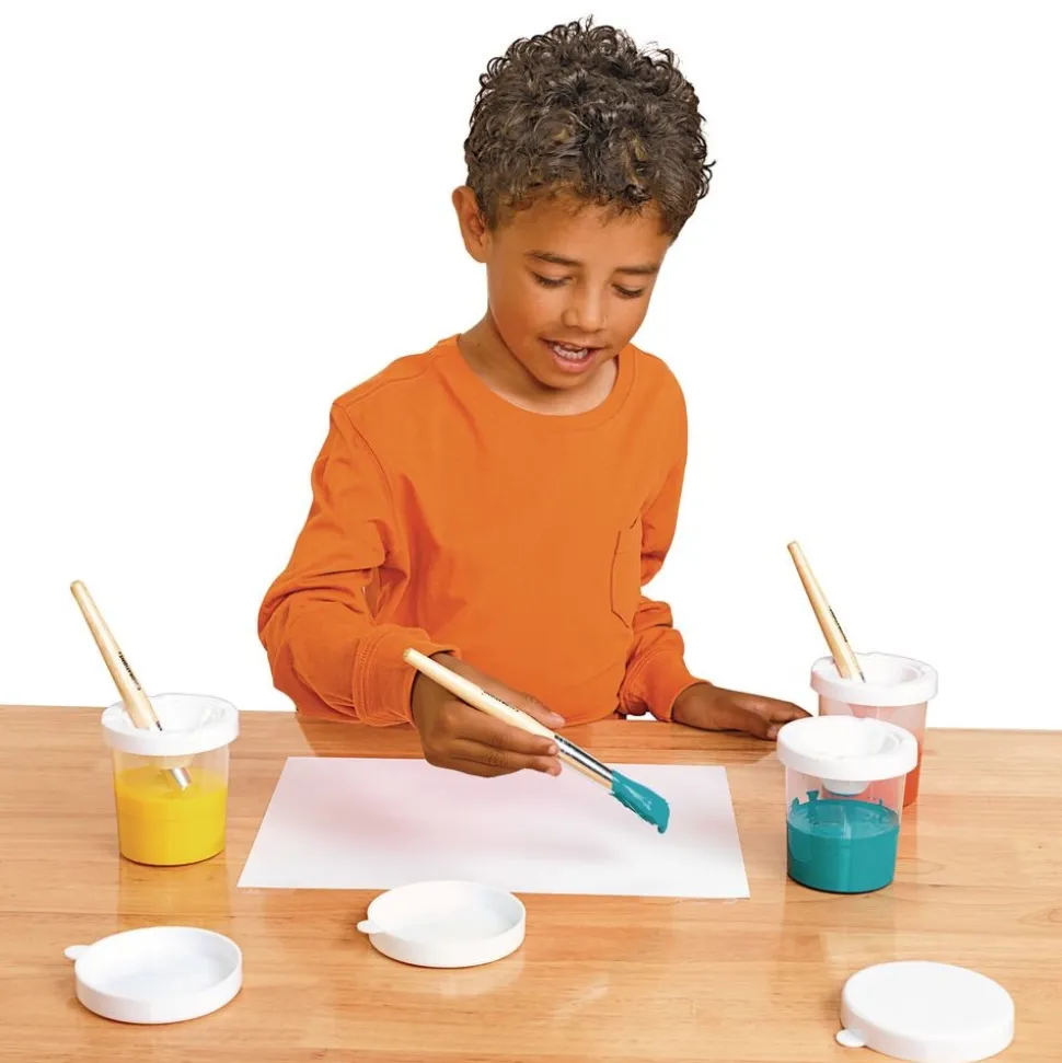 Colorations® No-Spill White Lid Paint Cups - Set of 10