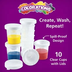 Colorations® No-Spill White Lid Paint Cups - Set of 10