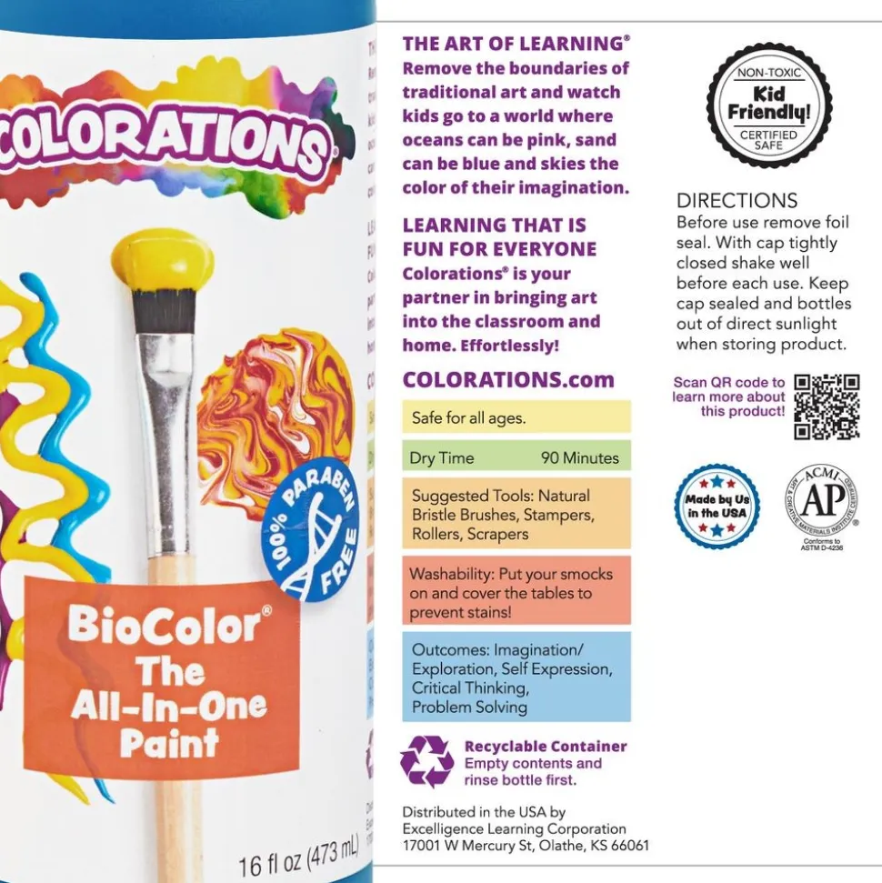 Colorations® Paraben-Free BioColor® Paint- Set of 13, 16oz.
