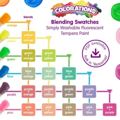 Colorations® Paraben-Free Fluorescent Simply Washable Tempera Paint- Set of 6, 8 oz. each