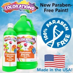 Colorations® Paraben-Free Fluorescent BioColor® Paint- Set of 9 Colors, 1 Gallon