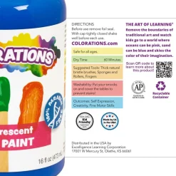 Colorations® Paraben-Free Fluorescent Gel Paints, Set of 7- 16oz each