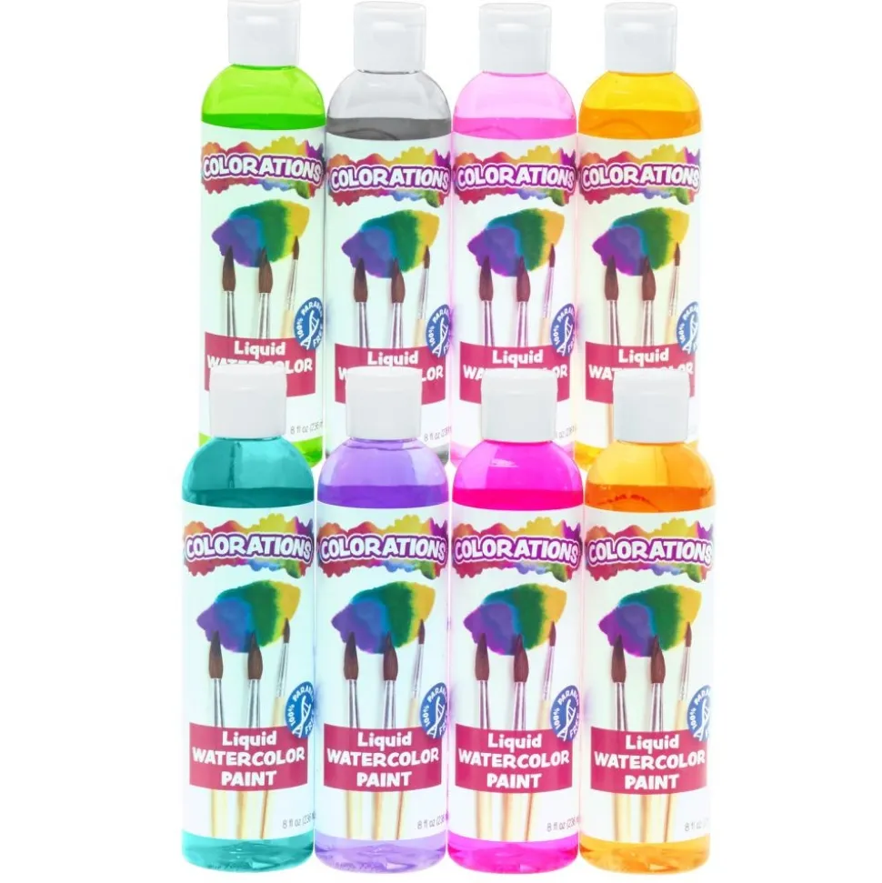 Colorations® Paraben-Free Liquid Watercolor Paint Tropical Colors, 8 oz. - Set of 8