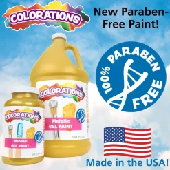 Colorations® Paraben-Free Metallic Gel Paint, Silver & Gold- 1 Gallon each