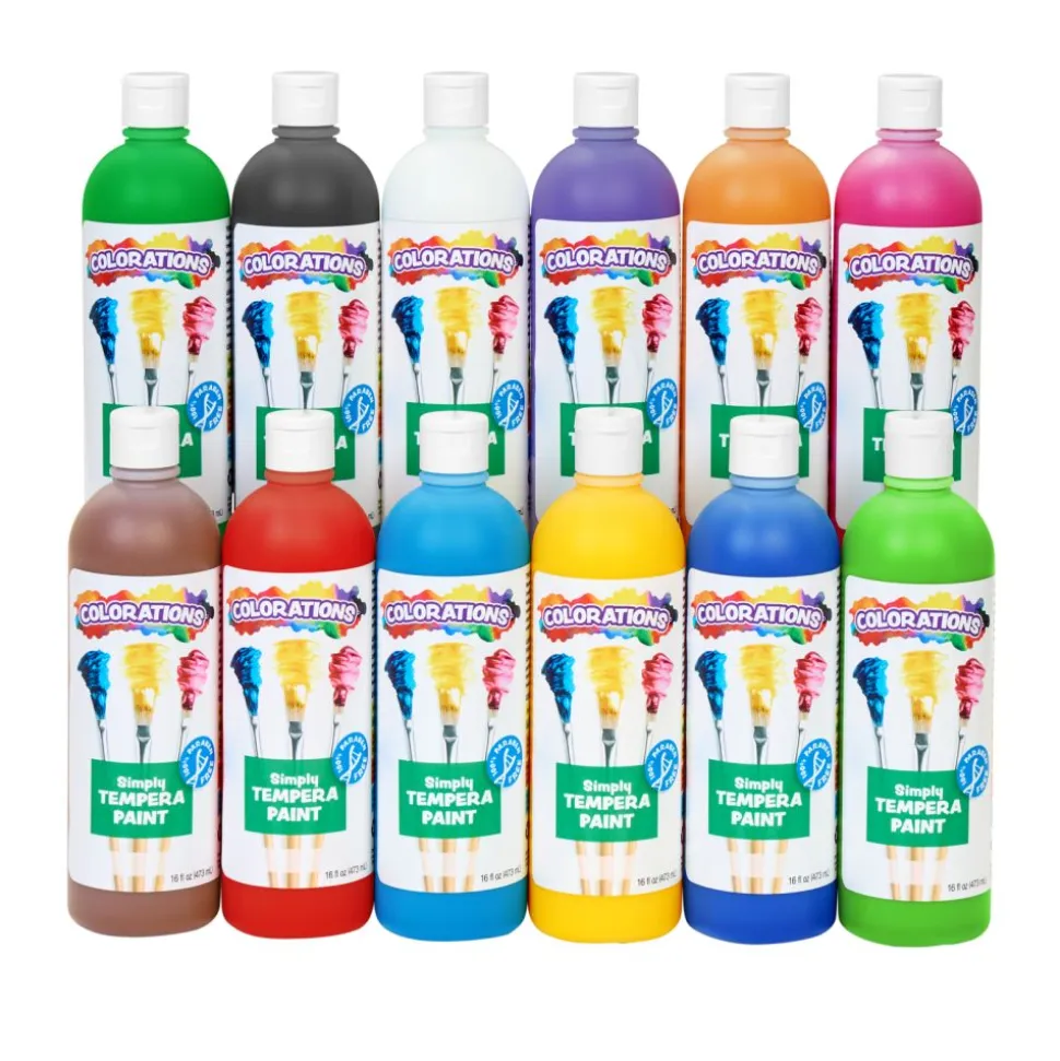 Colorations® Paraben-Free Simply Tempera Paint 16 oz. - Set of 12