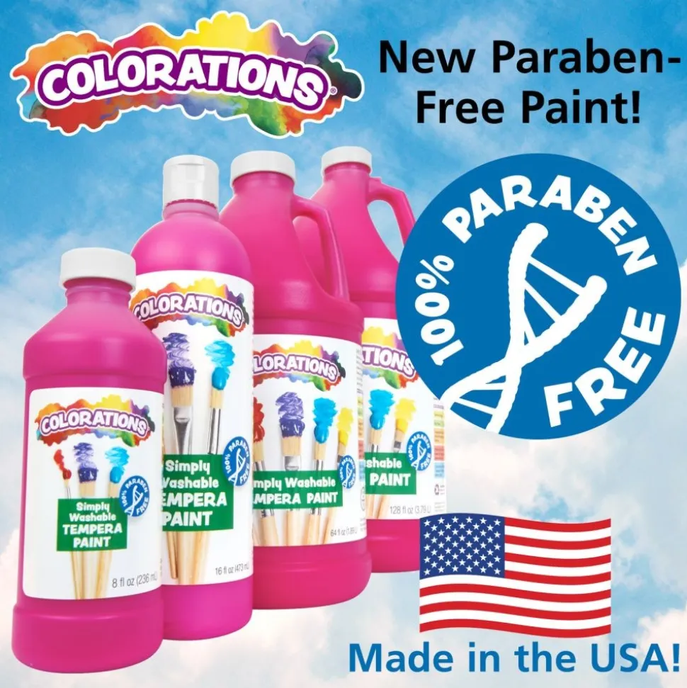 Colorations® Paraben-Free Simply Washable Tempera Paints, Cool Colors, 16 oz. - Set of 4