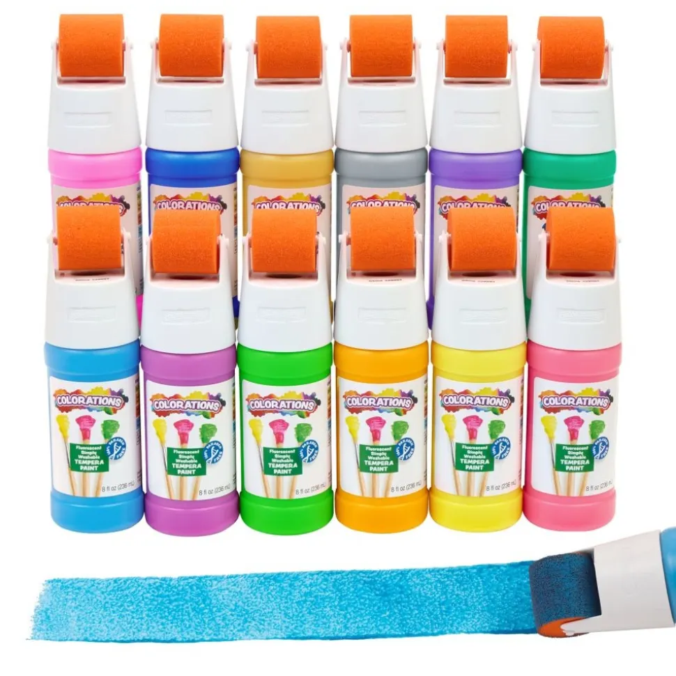 Colorations® Paraben-Free Simply Washable Tempera Paint Roller Set, 12 Colors