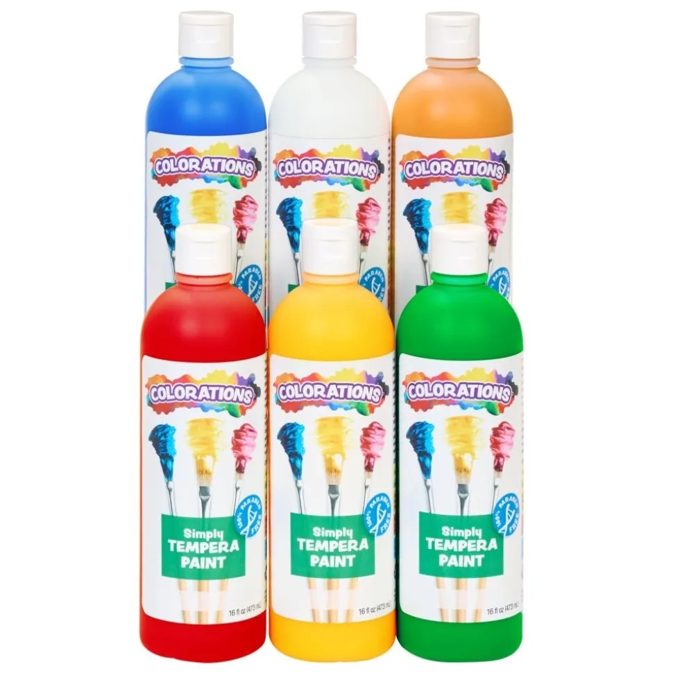 Colorations® Paraben-Free Simply Tempera Paint 16 oz. - Set of 6