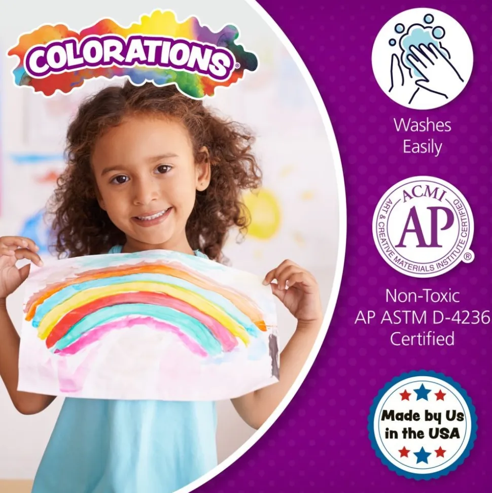 Colorations® Paraben-Free Simply Washable Tempera Paint, Rainbow Set- 6 Colors, 1/2 Gallon