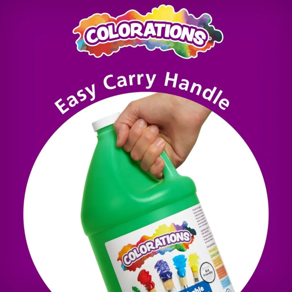 Colorations® Paraben-Free Simply Washable Tempera Paint, Rainbow Set- 6 Colors, 1/2 Gallon