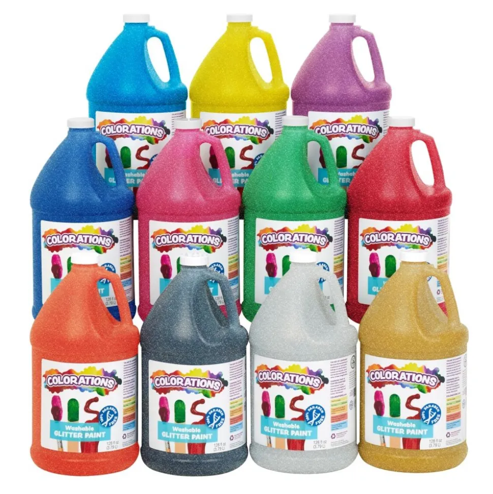 Colorations® Paraben-Free Washable Glitter Paints, Gallons - Set of 11