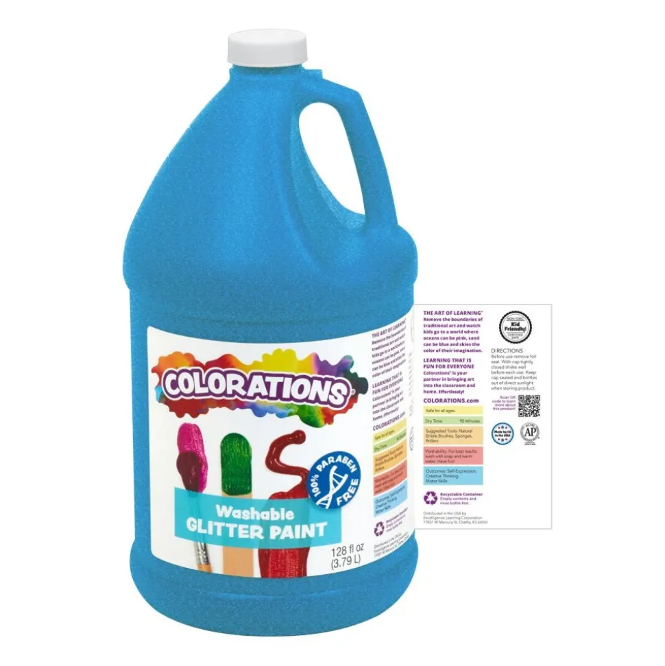 Colorations® Paraben-Free Washable Glitter Paints, Gallons - Set of 11