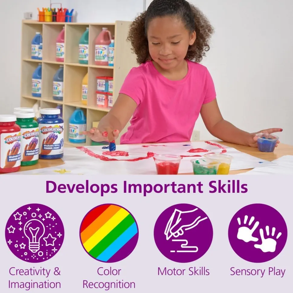 Colorations® Paraben-Free Washable Fingerpaint, 4 Colors, 16 fl oz each