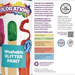 Colorations® Paraben-Free Washable Glitter Paints, 16 oz. - Set of 11