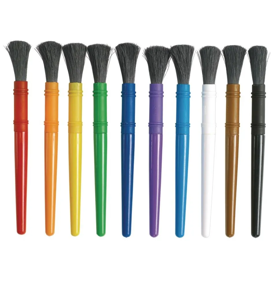 Colorations® Plastic Handle Chubby Paint Brushes with Nylon Bristles - Set of 10