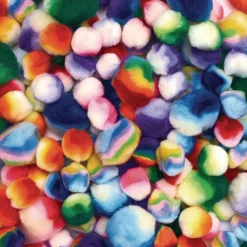 Colorations® Rainbow Striped Pom-Poms - 180 Pieces