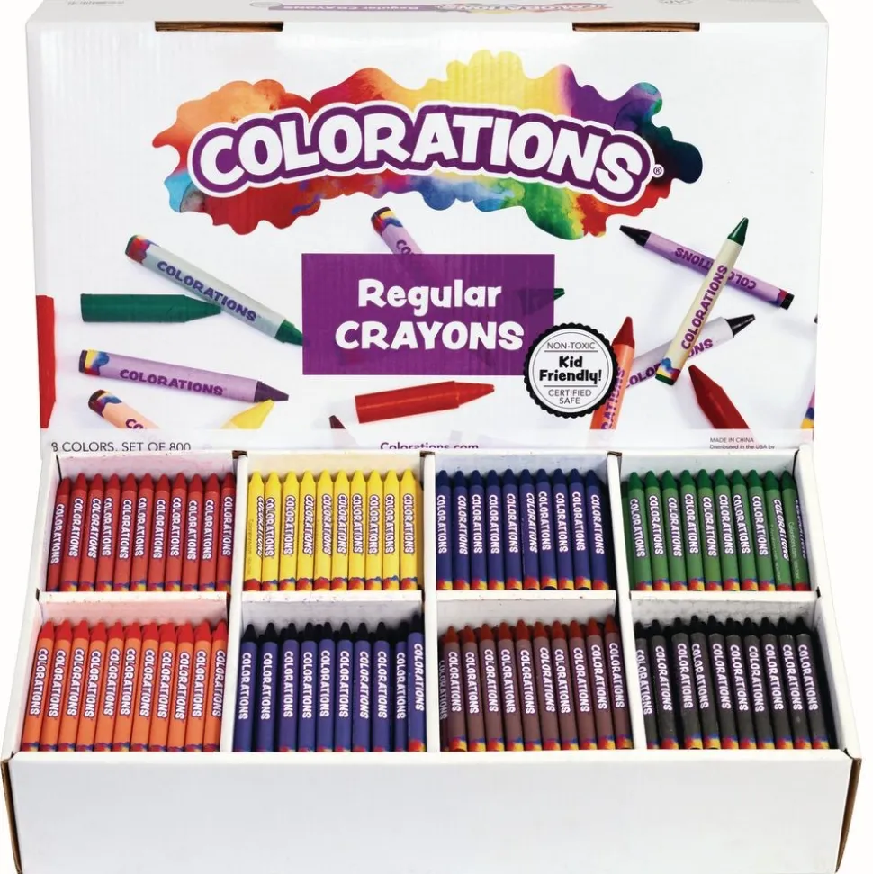 Colorations® Regular Crayons - 8 Colors, Value Pack -Set of 800