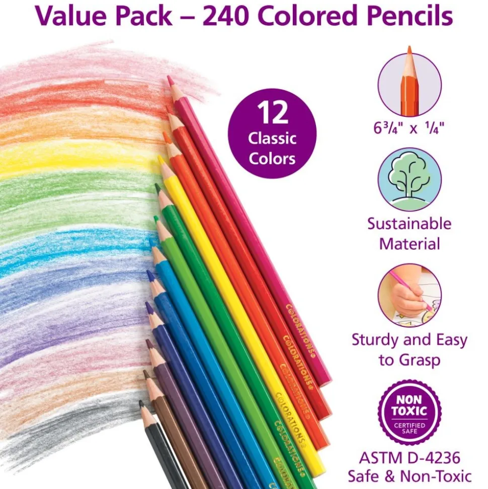 Colorations® Regular Size Colored Pencils Value Pack - Set of 240