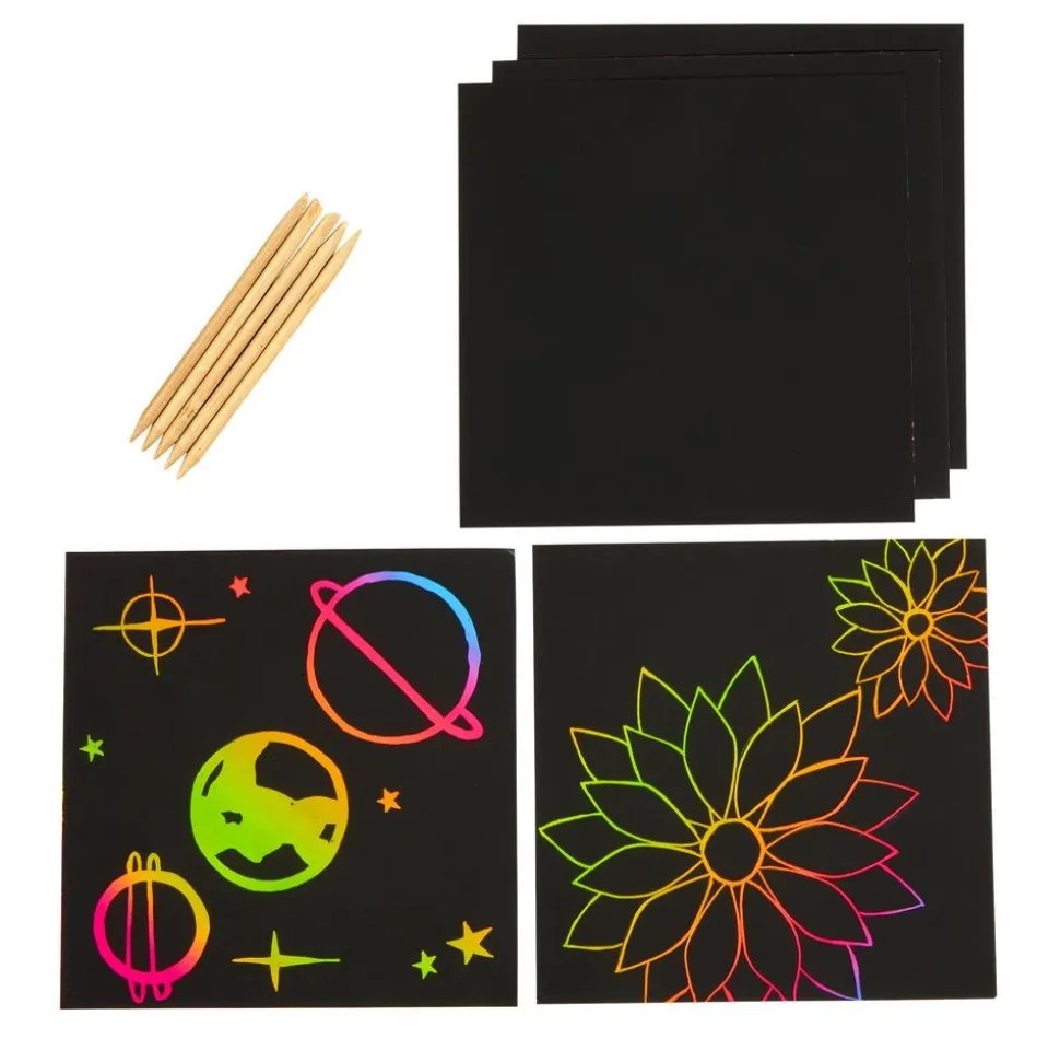 Colorations® Scratch Art Boards - 50 boards with 10 Sticks