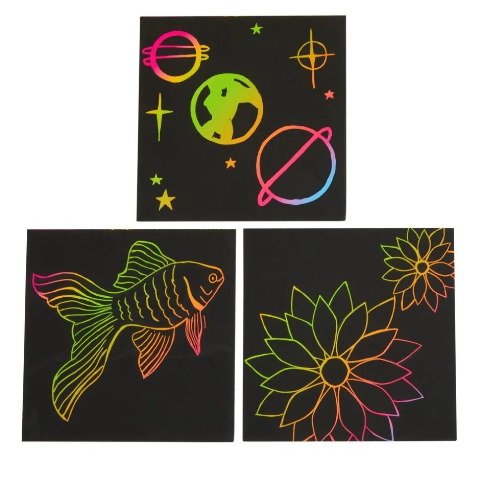 Colorations® Scratch Art Boards - 50 boards with 10 Sticks